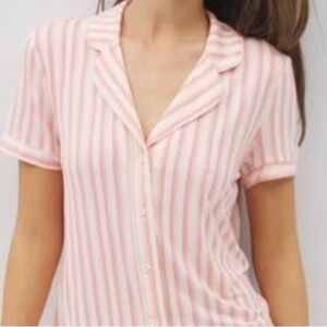 Soma Cool Nights Pink and White Striped PJ Lounge Top Size M